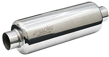 Simoni Racing ESR Custom Muffler Silenziatore Sportivo Universale, Uscita Rotonda Dritta, Silenziatore di Scarico per Auto, Marmitta Dritta per Auto in Inox