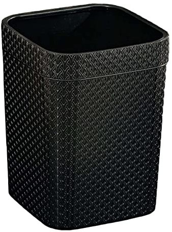 MagiDeal Garbage Bin Rattan Woven Narrow Square Plastic Waste Bin Wastebasket Dustbin for Hotel Home Backyard Kitchen Patio, Black