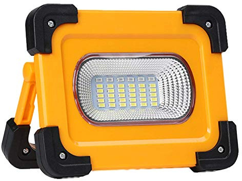 GELISURE Lampe de Travail LED 60W Rechargeable, 30LEDS 3600LM Projecteur Solaire LED Projecteur de Travail, Lampe de Chantier Portable avec Base Magnétique, IP54 Étanche, 3 Modes, Batterie
