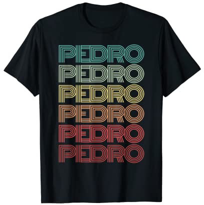 Vorname PEDRO Spanischer Junge Retro Geburtstag Namensschild T-Shirt