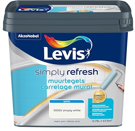 LEVIS Simply Refresh Carrelage Murale Satin - Blanc - 0,75 L