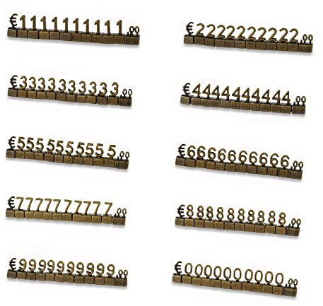 Mini-Würfel-Preisschild, 10 Sets, Preiswürfel, verstellbares 3D-Metall-Preiswürfel-Set für Schmuck, Uhren, Ringe, Shop-Preisanzeige – Bronze/EUR
