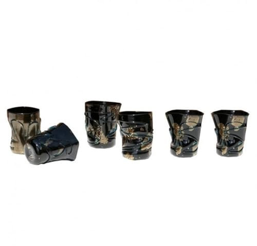 YourMurano - Verre de Murano, ensemble de six verres à boire noir et or, gobelets faits à la main, œuvres d'art en verre soufflé, verres à boire traditionnels de Murano