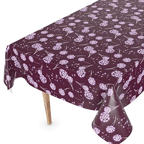 Wachstuchtischdecke Wachstischdecke Tischdecke abwaschbar Gartentischdecke Wachstuch Eckig rund oval 160 x 100cm Schnittkante Pusteblume Bordeaux
