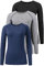 Star Vibe 3 Pack Dry Fit Long Sleeve Tshirt for Women Moisture Wicking Long Sleeve Tee Outdoor Compression Running Workout Tops Black/Grey/Navy S