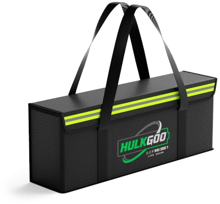 HulkGoo Ebike Battery Safe Bag - Fireproof, Explosion-Proof, Waterproof Lipo Battery Storage Box (19.3 * 4.3 * 7 inch)