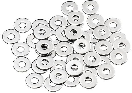 50 Stück M6 x 18 x 1,5 mm Penny Unterlegscheiben, A2 304 Edelstahl, flache Reparaturscheiben, große Metall-Unterlegscheiben, runde Chrom-Unterlegscheiben für Schrauben und Bolzen