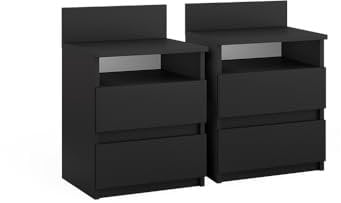 Vicco Nachttisch Monty, Nachtkommode, Schwarz, 39.6 x 59.1 cm 2er Set