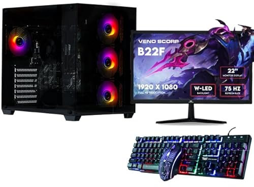 Veno Scorp Gaming PC 21.5 Bundle AMD Ryzen 5 5600G VEGA 7 Graphics - 16GB 3200MHz Ram - 1TB SSD - 550W PSU - Windows 11 - WiFi - NEMESIS