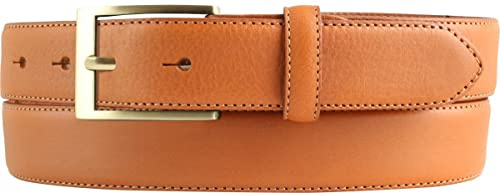 BELTINGER Hochwertiger Anzuggürtel aus Vollrindleder mit goldener Gürtelschließe 3,0 cm | Bombierter Ledergürtel Herren 30mm | Business-Gürtel made in Italy | Tabac 120cm