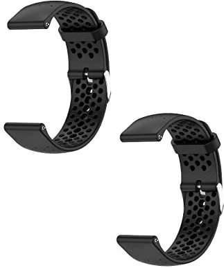 2 Stück Armband Kompatibel mit Polar Pacer/Pacer Pro Armbänder, 20mm Sport Wasserdichtes Ersatzarmband Silikon Uhrarmband für Damen Herren, Schwarz+Schwarz