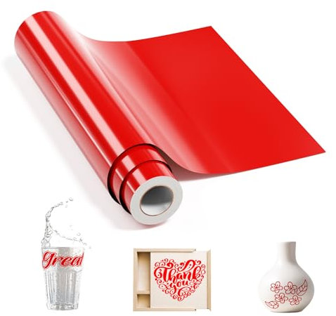 Sileelis Vinilo permanente rojo, vinilo adhesivo de 12 pulgadas x 10 pies para máquina Cricut, vinilo extraíble para calcomanías de pared, calcomanías de coche, bodas, fiestas, tazas, cuadernos