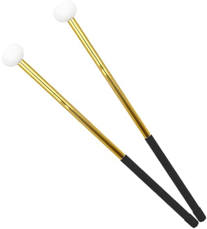 Abaodam 2 Stück Bass Drum Mallet Drum Stick Wollfilz Kopf Mallets Percussion Instrument Band Zubehör Anti-Rutsch Bass Percussion Sticks Golden