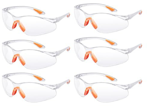 Gafas de Seguridad,6 PCS Gafas Protectoras Trabajo Transparentes Lentes de Seguridad Gafas a Prueba Viento para Hombres y Mujeres Protección