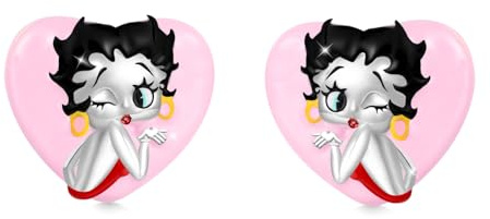 Gnoce Rosa Herz Klasse Betty Boop Ohrringe, S925 Sterling Silber Ohrringe für Frauen Frau Schmuck Muttertag, 10mm, Silber, Kein Edelstein