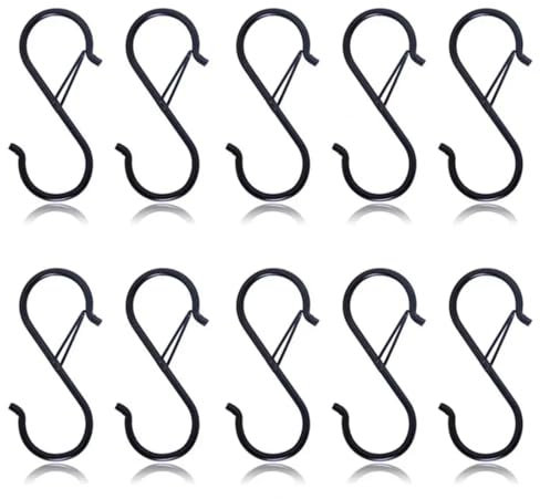 QEDBOJE 10 Stück Sicherheitsschnalle Design S-Haken zum Aufhängen von Utensilien und Schrankstange, für Pflanzen, Töpfen und Pfannen(92mm)
