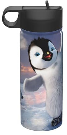 GSGCSBYMLG Happy Penguin bedruckter Sport-Isolierbecher, 530 ml, Isolierbecher, vakuumisolierte Flasche