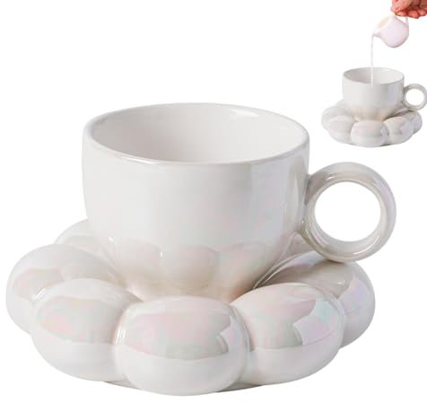 Weppduk Ensemble de tasses à thé en forme de fleur, tasse à thé en forme de fleur avec soucoupe - Ensemble tasse à thé et soucoupe à fleurs - Tasse à thé et soucoupe au design tournesol pour boissons