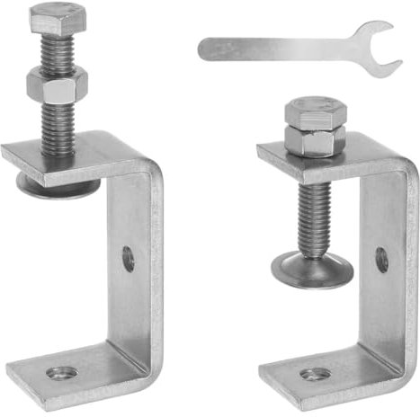 Stainless Steel C-Clamps Heavy Duty 2 Pcs Small C Clamps With Wrench U Clamps for Metal Woodworking, Mini Desk Clamp with Stable Wide Jaw Opening (65mm)