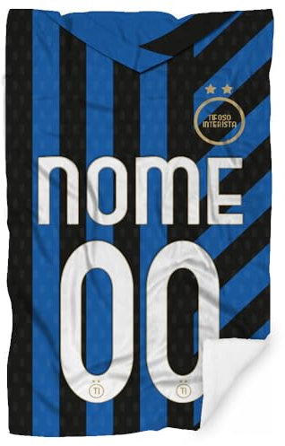 Coperta In Pile Personalizzata Tifoso Calcio Serie a Tifoso 2024/2025 Milanista Interista Romanista Napoletano Misura 130x180 In pile Sublimabile Lave anche in Lavatrice (Tifoso Interista)