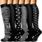 FuelMeFoot 6 Paar Kompressionsstrümpfe für Damen und Herren, Bunte Kompressionssocken Stützstrümpfe für Laufen, Sport, Flug, Reise, Radfahren.06-multi-6 Paar L/XL
