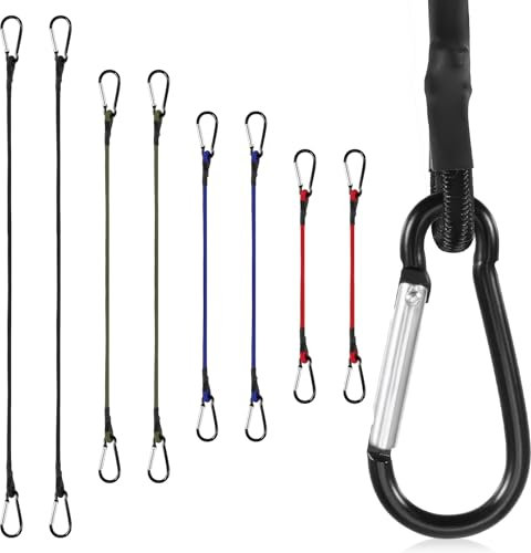 8 Stück Spanngummi mit Karabiner, (120 CM/80 CM/60CM/40CM) Expander mit Karabiner, Gepäckspanner schwar, Extra Stark Gummispanner Für Tarps Fahrräder Motorräder Auto Ladung Usw