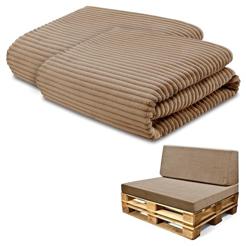 Amazinggirl Bezug für Schaumstoffplatte Palettenkissen Keilkissen Bodenmatratze Bezug Set: 40x120 cm + 80x120 cm - Ideal für Palettenmöbel & Bett Zertifikat Oeko-Tex Braun Lincoln