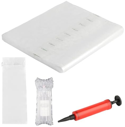 18 x Wine Bottle Protectors for Travel, Wine Bottle Bubble Wrap Bags, Air Pump Inflatable Air Column Bags, Reusable Bubble Cushion Wrap Sleeves for Safety Shipping + 1 x Air Pump, 5 White Yarn Bag