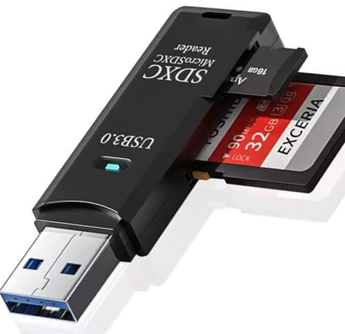 Lector de Tarjetas SD/Micro SD 3.0 - Adaptador USB Pendrive Card Reader Compatible con SD/SDXC/SDHC/TF/UHS-I, PC, Teléfonos,Tablets. para iPhone 15/16 Pro MAX, MacBook Air/Pro, Galaxy S25, etc