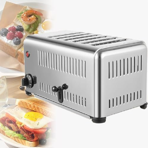 XUXIAO Grille-Pain Professionnel, minuterie de 1 à 5 Minutes, électrique, avec tiroir ramasse-miettes, Cinq Vitesses réglables, pour Restaurant, Boulangerie, Magasin de Desserts,6Slice