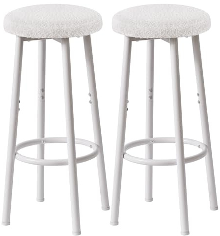 YMYNY Taburetes Altos de Cocina, 67 cm Taburete Cocina Alto, Blancos Taburetes de Bar con Pata de Metal, Silla Alta para Isla Cocina, HBS515W