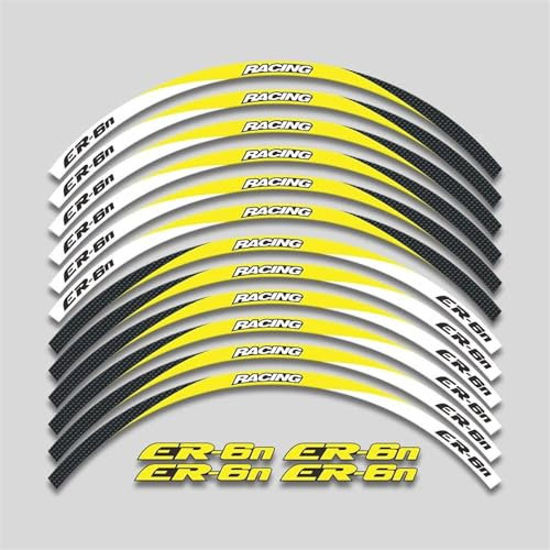 GKHUBJFH Felgenaufkleber Magnete Für ER 6n ER6n 6 N Motorradzubehör Aufkleber Felgendekorative Aufkleber Radnabe Reflektierende Streifenaufkleber Bandsatz(W)