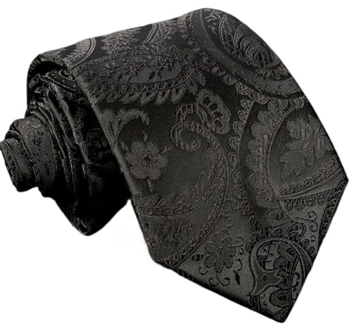 Herren Krawatte, Elegante Krawatte Schwarz 8CM Herren Krawatte Klassische Formelle Herren Blumen Krawatten Set Einfarbige Einstecktuch für Hochzeit Büro Party Festliche Veranstaltungen und Business