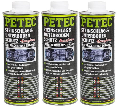 BandelOne enthält 3x1L PETEC Steinschlag Unterbodenschutz Kautschuk Saugdose Überlackierbar Black