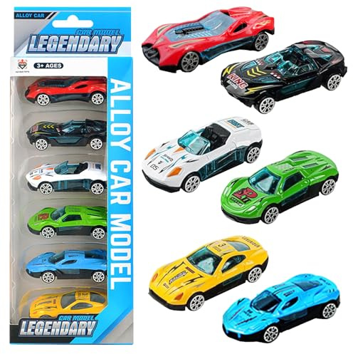 6 Stück Autos Zurückziehen Fahrzeuge, Auto Spielzeug Set, Kleine Autos Spielzeugautos Metall, Mini Auto Kinder Spielzeug Rennspiele für Mädchen Jungen Kinder ab 3 Jahren