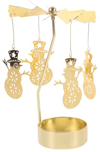TenaLucy Drehbarer Kerzenhalter, Gold Teelichthalter Karussell | Or Bougeoirs Porte Bougie Decorative, Rotatifs Élégant Bougeoirs pour Table Bougies Deco Interieur Salon Mariage(Schneemann)