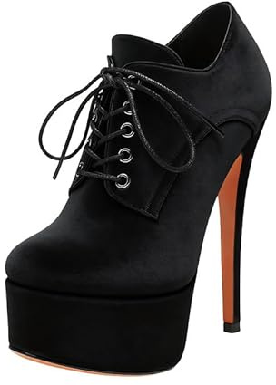 Veelau Meieer Damen High Heels Pumps Plateau Stiletto Hochfrontpumps Lackschuhe Schnürpumps