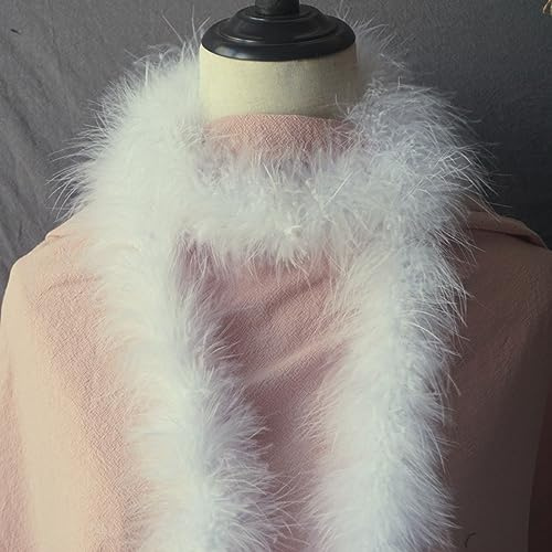 Truthahn Federboa,Feder-Boa Länge circa 2m,Unisex Federboa Kostüm-Accessoire,Federstola Federschal für Bastelarbeiten Hochzeit Party Weihnachtsbaum Deko,Cremeweiß