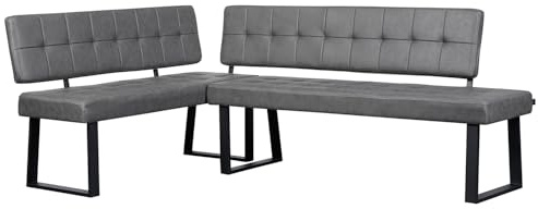B&D home Eckbank AKA – Esszimmerbank mit Lehne, beidseitig montierbar (Links/rechts), Kaltschaum-Polsterung, platzsparend, für Esszimmer, Küche & Flur, ca. 216 x 135 cm