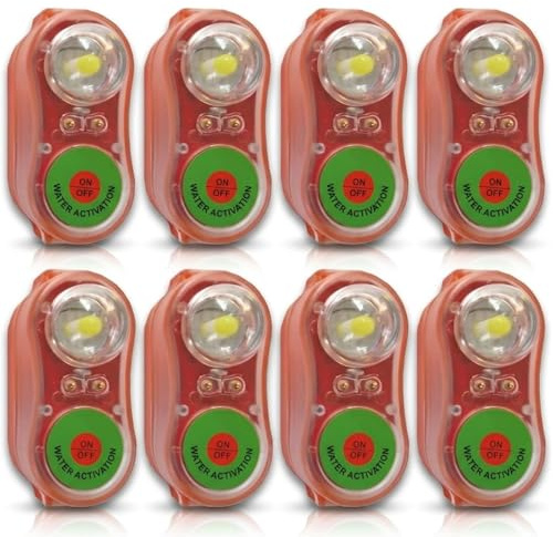 Generico 8 giubbotti di salvataggio, luci a LED, giubbotti di salvataggio lampeggianti per la sopravvivenza in acqua di emergenza