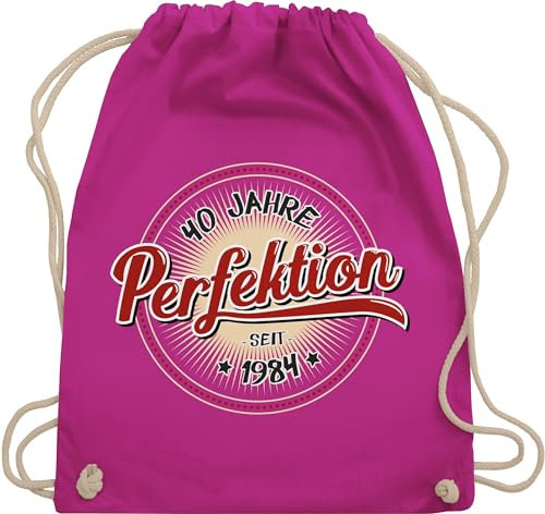 Turnbeutel Rucksack - 40. Geburtstag - Vierzig Jahre Perfektion seit 1985 - Unisize - Fuchsia - 40er geschenk frau geschenkideen+für+frauen+ab+40 40 1984 juterucksack geschenke für jährige frauen