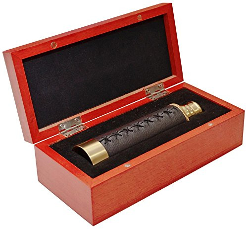 Levenhuk Spyglass SG2 12x Antikes Spektiv aus Messing mit Lederverkleidung | Ausziehbare Bauweise, BK-7 Glasoptik, Klare und detailreiche Bilder, Ideal für Natur, Landschaften und Reisen