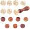 PandaHall Elite DIY Holz Wax Seal Stempel, Alphabet Sammelalbum Messing Briefmarken mit Holzgriff Sets, 7 Stück Verschiedene Form Briefmarken, 25x14mm