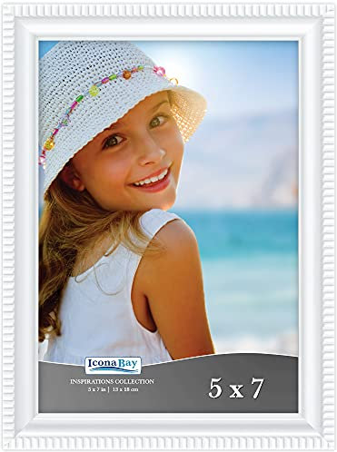 Icona Bay 13x18 cm weißer Bilderrahmen, wunderschöne, detaillierte Leiste, moderner Bilderrahmen, Wandmontage oder Tischplatte, Inspirations-Kollektion