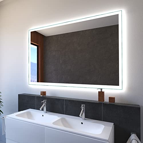 SARAR Badspiegel Spiegel Badezimmerspiegel mit LED-Beleuchtung 100x80cm Made in Germany Wandspiegel Mirror Spiegel Bad mit Licht nach Maß Designo MA4110