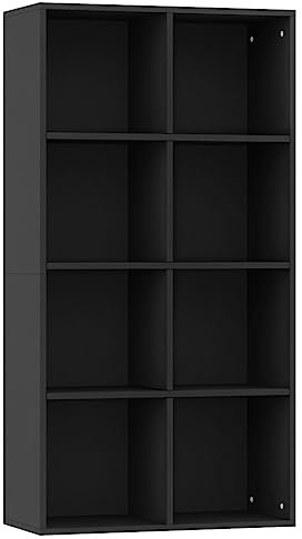 vidaXL Bibliothèque/Buffet, Meuble de Rangement avec Compartiment, Armoire à Livres Salon Intérieur, Moderne, Noir Bois d’Ingénierie