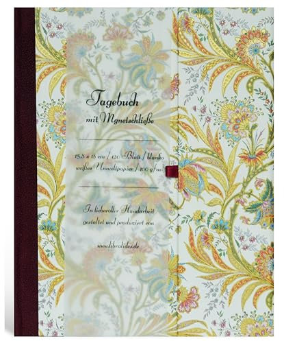 libralides Tagebuch mit Magnetschließe, Poesie-Album DIN A5, 80 Blatt, Lesezeichen, bezogen mit italienischem Papier (Venezianischer Traum)