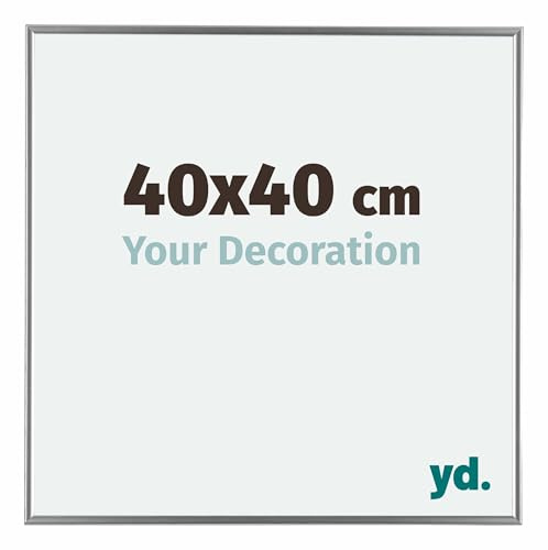 Your Decoration - Bilderrahmen 40x40 cm - Silber Hochglanz - Bilderrahmen aus Kunststoff mit Acrylglas - Antireflex - 40x40 Rahmen - Evry