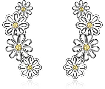 VONALA GänseblümchenOhrringe Damen, 925 Sterling Silber Ohrstecker Zirkonia Hypoallergen Schmuck (Gänseblümchen)