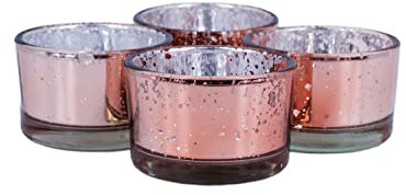 Teelichtgläser klein 51x33 mm Set 4 Stück Teelichthalter Glas Rosegold